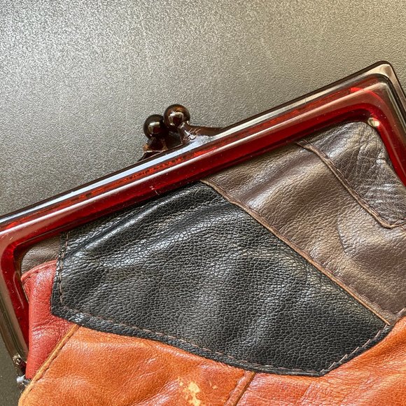 Vintage Leather Patchwork Leather Clutch Purse - Picture 3 of 16